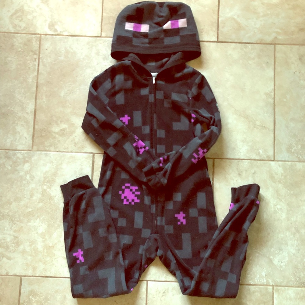 Boys Minecraft Zip Up Hooded Pajamas